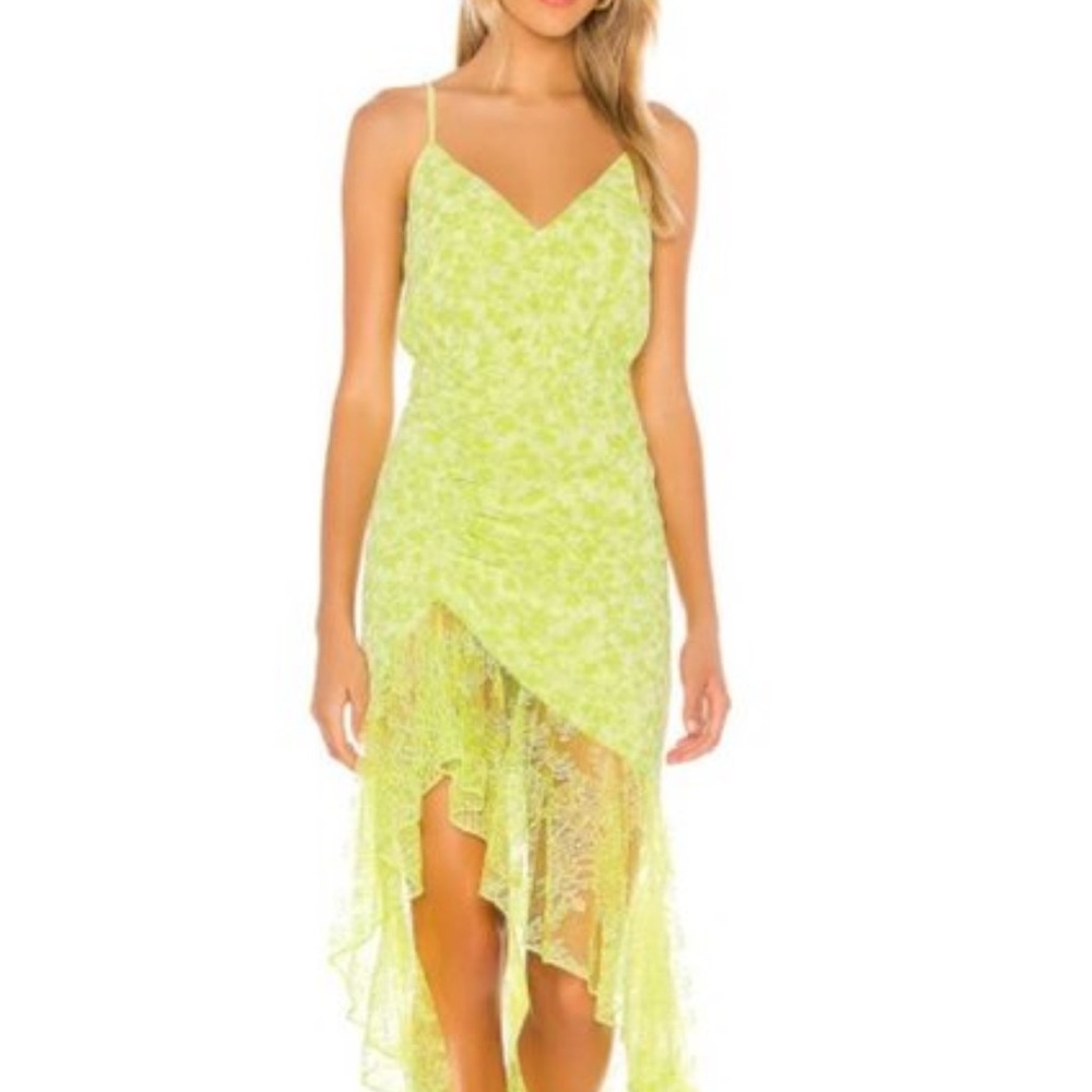 NWT Lovers + Friends Vibrant Green High Low Dress